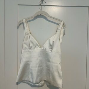 Elegant White Satin Camisole Top